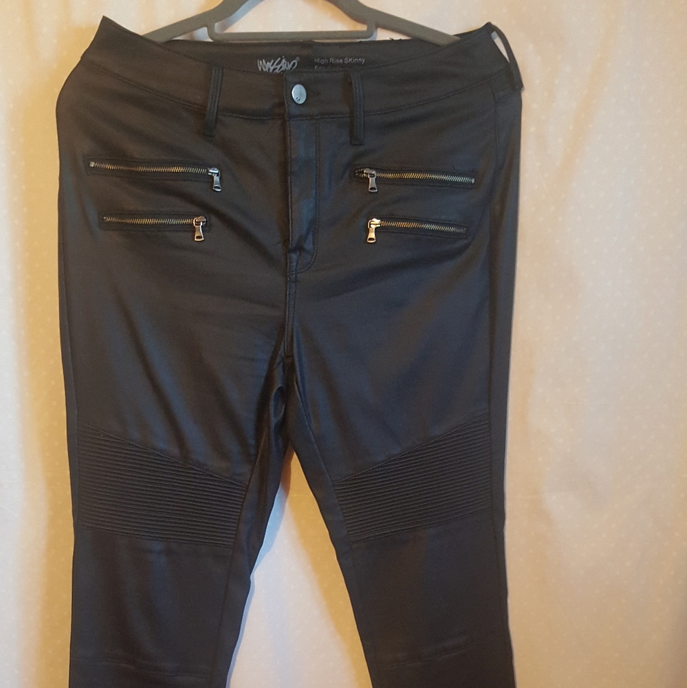Super stretch faux leather denim jeans